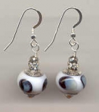 Pandora Style, Black, Gray, White, & Sterling Silver Earrings